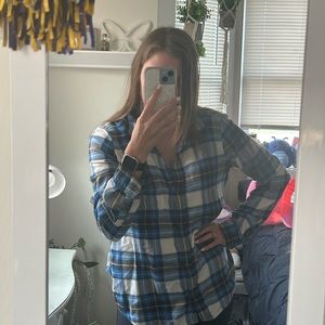 American Eagle Blue Plaid Flannel